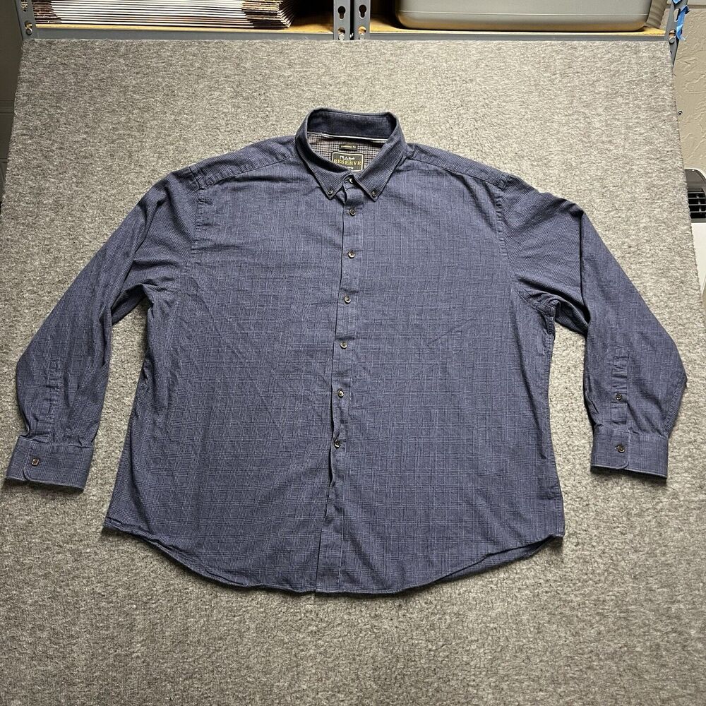 Jos A Bank Reserve Flannel Shirt Mens Size XXL 2XL Navy Blue Plaid Tailored Fit